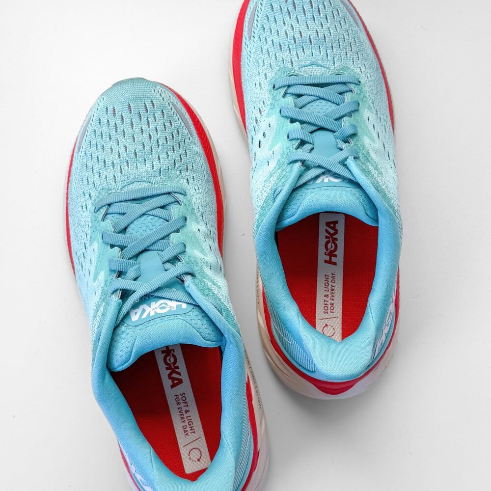 Hoka Women's Clifton 8 Running Shoes in Aquarelle/Eggshell Blue Turquoise 7.5 - Picture 10 of 12